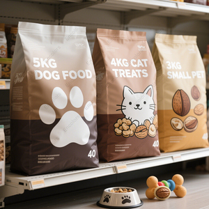 Custom grande capacità fondo piatto chiusura lampo in plastica cibo per cani e mangimi per animali domestici resistente 2.5kg 5kg 10kg 15kg caratteristiche di sicurezza - Product Image 3