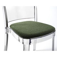 Lucienne Green Boucle Chaise Transparente Rembourrée en Tissu avec Coussin pour Salon Modèle 20BCL2000