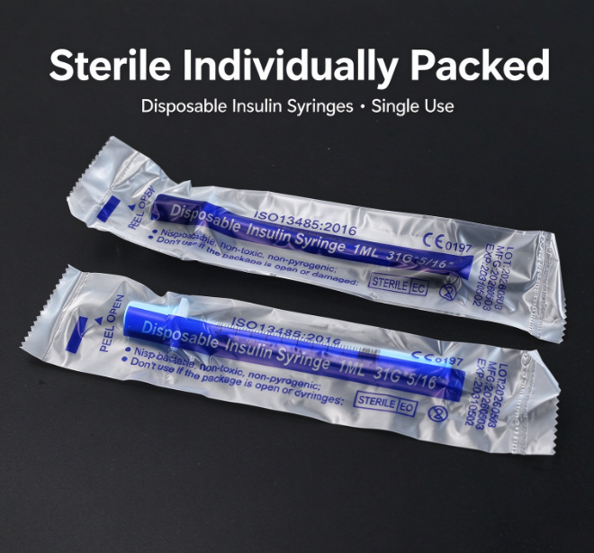Blue Insulin Syringe 1ml 31g 8mm for Human Use Body Beauty| Alibaba.com