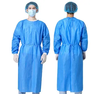 Custom di fabbrica eco-friendly personale protettivo medico chirurgo camice monouso non tessuto chirurgico isolamento camice per l'ospedale