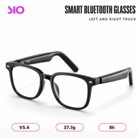 Lunettes Audio Intelligentes 5.4 à Oreille Libre, Lunettes de Soleil Musicales à Double Commande Tactile, Verres Transparents, Chargement Magnétique USB