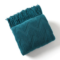 Quantité minimale de commande bas Super doux lit canapé confortable géométrique texturé Logo personnalisé tissu acrylique tricoté jeter couvertures avec gland