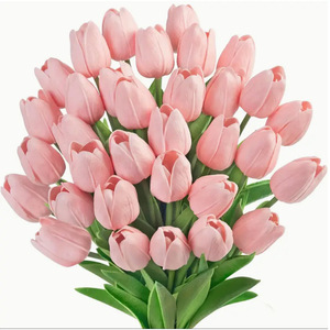 Fleurs artificielles en forme de tulipe rose clair, 12 pièces, fleurs en soie, décorations pour mariage et maison - Product Image 5