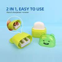 Taille-crayon mignon avec gomme double fonction, fournitures scolaires créatives pour enfants, cadeau original, article de papeterie en gros OEM