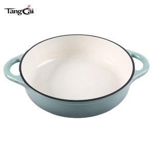 Tendance 2026 : Cocotte hollandaise ronde en fonte émaillée 3QT, mini-cocotte peu profonde pour fruits de mer, idéale pour la cuisson du pain, des soupes et des plats préparés en une seule cuisson - Product Image 5