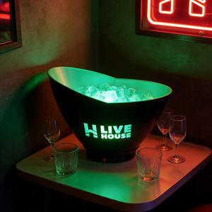 Seau à glace en acrylique lumineux à LED pour bar/KTV - 8L, résistant à l'eau, seau à champagne lumineux avec logo personnalisé et commande par bouton - Product Image 2