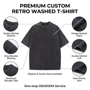 T-shirt pour <span class=keywords><strong>homme</strong></span> à motif, avec logo personnalisé, imprimé, effet vintage délavé, coupe ample, 100% coton, haute qualité - Product Image 2