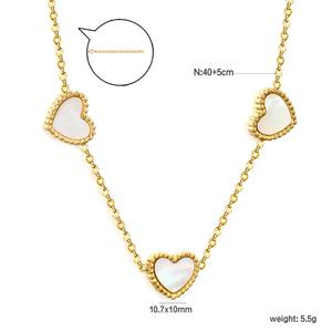 Collar de Acero Inoxidable Chapado en Oro de 18K con Colgante de Concha y Corazón, Joyería Bonita a Prueba de Agua, Cadena que No se Deslustra, para Mujer - Product Image 2