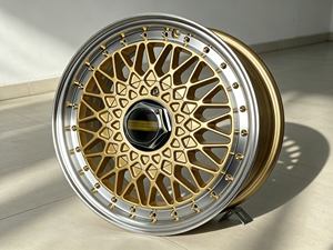 Jantes en alliage classiques FSB 2 pièces 15 16 17 18 pouces, <span class=keywords><strong>centre</strong></span> doré, lèvre polie, pour BMW E30 E36, pour <span class=keywords><strong>VW</strong></span> Golf - Product Image 3