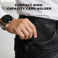 Dompet Saku Depan Ultra Tipis Pendek Unisex, Bukaan Terbuka, Kulit Asli Ramah Lingkungan, Kantong Koin, Dompet Kartu
