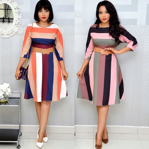 Offre Spéciale Afrique Robes Pour Les femmes Bonne Qualité Numérique Impression Couture <span class=keywords><strong>Grande</strong></span> Taille Banlieue Robe Avec Ceinture - Product Image 1