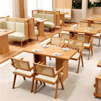 Ensemble de mobilier commercial moderne pour restaurant : banquettes, tables à manger, canapé rembourré en bois, banc, pour café, hôtel