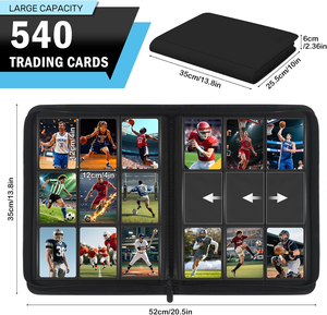 Classeur de cartes sportives MIO personnalisé à 9 pochettes (540+ cartes) avec fermeture éclair – Le meilleur coffre-fort pour la collection de cartes à collectionner PTCG PKM - Product Image 4