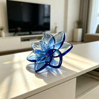Ornement de fleur de lotus en cristal, sculpture florale en verre soufflé à la main, artisanat en cristal pour la décoration de la maison et du salon