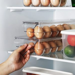 <strong>Plastic</strong> Kitchen Pantry Cabinet, Refrigerator or Freezer Food <strong>Storage</strong> <strong>Bins</strong> with Handles Food Organizer Egg Placement - Product Image 3