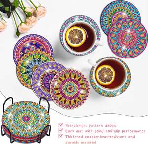 Diamond Painting Mandala Blumen Untersetzer Set 8-teilig, Mandala Diamond Art Untersetzer, Diamond Art Sets für Erwachsene - Product Image 3