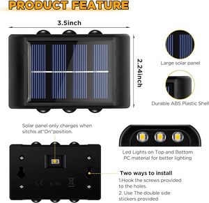 Luces Solares de Jardín, Lámpara de Pared, Luz LED Solar Ascendente y Descendente, Decorativa, Impermeable IP65 - Product Image 3