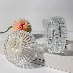 Pot de rangement en verre cristal de style nordique <span class=keywords><strong>Hyundai</strong></span> avec couvercle transparent pour bonbons, bougies d'aromathérapie, bijoux, cendrier, décoration intérieure - Product Image 2