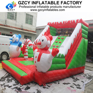 Château gonflable commercial de Noël sur le thème du bonhomme de neige, avec décoration de cannes en sucre, idéal pour la <span class=keywords><strong>location</strong></span> événementielle et les fêtes. - Product Image 3