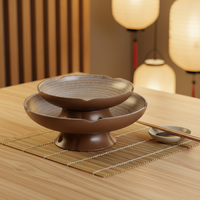 Assiette de service en mélamine marron à pied haut, nouveau style, 7,1 pouces, vente en gros