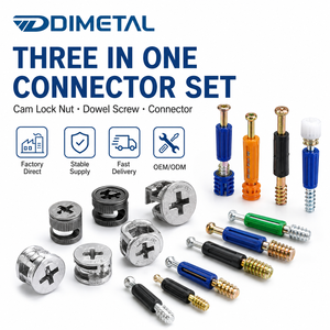 Conector Tres en Uno para Muebles: Tornillo de Fijación con Cono y Tuerca para Ensamblaje de Paneles de Gabinetes - Product Image 1