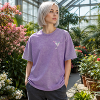 T-shirt décontracté surdimensionné vintage effet délavé 270 GSM 100 % coton pour femme, coupe ample et épaules tombantes, lourd et vieilli