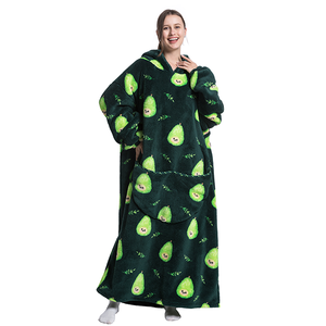 Custom Printing Oversize <strong>Long</strong> Wearable Sherpa Flannel Fleece TV Cuddle <strong>Snuggle</strong> Blanket With Sleeves <strong>Hoodie</strong> Custom Pocket Factory - Product Image 1