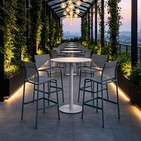 Nouvelle conception de bar, table haute en métal moderne pour restaurant, ensemble de tabourets de bar