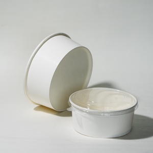 Dùng một lần 32oz giấy bát có nắp đậy biểu tượng tùy chỉnh bán sỉ <span class=keywords><strong>container</strong></span> thực phẩm trắng kraft giấy bát - Product Image 5