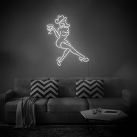 Enseigne néon LED « Cowgirl Western avec chapeau et verre à vin » pour décoration murale de bar et pub