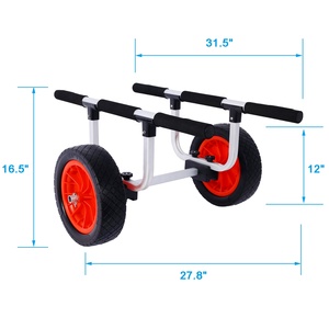 Chariot de kayak en aluminium réglable de 150lb Chariot de canoë avec roues plates ou roues pneumatiques Chariot de transport de kayak pliable - Product Image 1