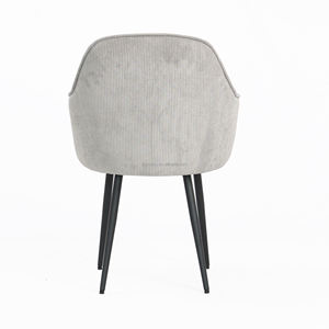 Nordic हॉट सेलिंग डाइनिंग रूम फर्नीचर आधुनिक धातु पैर उच्च पीठ वेवेट आर्म रेस्ट कपड़े डाइनिंग कुर्सियां - Product Image 6