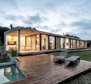 América del Sur 180m2 Casa en <span class=keywords><strong>Argentina</strong></span> Acero Prefabricado Piscina <span class=keywords><strong>Villa</strong></span> con grandes puertas correderas de cristal Casas - Product Image 1