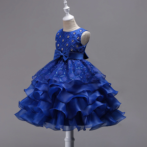 Wholesale OEM <b>Big</b> Girls Ruffled Lace Princess Dress Cute <b>Bow</b> Design Children Formal Evening Dress - Product Image 2