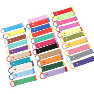 Correa de algodón en blanco personalizada para muñeca, llavero con cinturón, nombre de mano, correa de etiqueta para bolso con anillo redondo, llavero tejido <span class=keywords><strong>Cavas</strong></span>, cordón para muñeca - Product Image 1