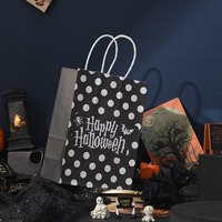 Tas kemasan hadiah makanan ringan permen Halloween 15x8x21cm pegangan terpilin kertas Kraft tas pengiriman makanan tersedia