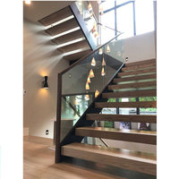 DAIYA en verre balustrade d'escalier en bois en acier bande de roulement en bois