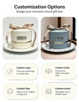Boîte cadeau cylindrique rigide avec fermeture magnétique, matériaux recyclés écologiques, ruban décoratif, design baril pour bijoux et fleurs