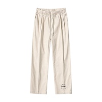 Vente chaude été léger taille élastique plage Baggy pantalon avec cordon de serrage ample jambe droite hommes pantalon en lin