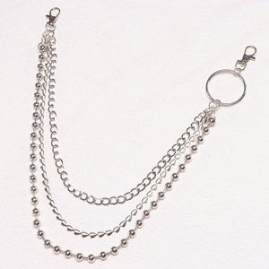 Cadena de cintura de doble capa con cuentas metálicas y colgante de animal, estilo punk, unisex, accesorio casual para mezclilla, aleación de zinc - Product Image 3