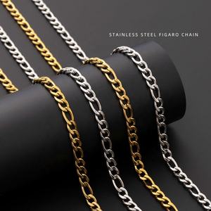 Collar de Cadena NK de Oro/Plata 18K Personalizado al por Mayor, Collar de Eslabones Figaro, Joyería de Acero Inoxidable para Hombres y Mujeres, Regalo de Boda - Product Image 3