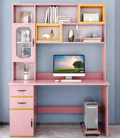 Bureau en bois avec étagère intégrée pour la maison, table d'écriture et d'étude pour filles, enfants et étudiants, assemblé, écologique et gain de place