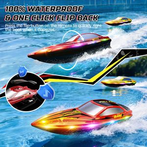 DEERC 2-Pack <b>RC</b> Boats Kids Fast Remote <b>Control</b> Boat 41200mAh Batteries 120 Min Runtime 7 LED Lights Capsize Recovery 2.4GHz - Product Image 4