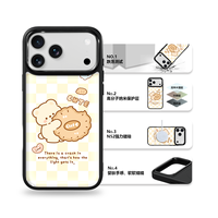 Coque de téléphone AG Feeling Black Edge avec motif ours en relief doré pour iPhone 17, 17 Pro Max, 16 Pro, 15 – Coque magnétique