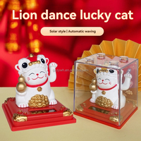 Figurine de chat porte-bonheur dansant au rythme du soleil, à main qui bouge automatiquement, décoration Feng Shui, ornement porte-bonheur pour voiture, bureau ou table.