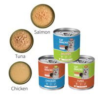 Aliments pour animaux de compagnie en gros : Viande de poulet, bœuf, thon, saumon en conserve, recette personnalisée pour chiens et chats, friandise humide pour animaux de compagnie pour la vente au détail