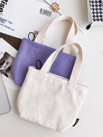 Tas Tote Kanvas Ramah Lingkungan Lucu Mini Kapasitas Besar Tas Belanja Katun Warna-warni Tas Tote Kanvas Resleting Bulat Desain Kustom