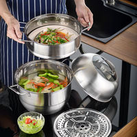 Set panci kukus tahan panas, Set peralatan dapur andal, Set panci kukus kualitas Premium anti lengket untuk koki dapur