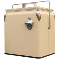 Glacière en métal 13L (14Qt) vintage avec ouvre-bouteille pour camping, pique-nique, barbecue, événements en plein air – Seau isotherme personnalisé