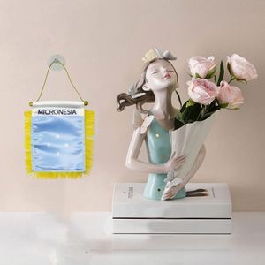 Custom Micronesia Satin Pennant Flag Digital Printed Automotive Mini Flag <b>Banner</b> with Yellow Tassels Made of Polyester Plastic - Product Image 3